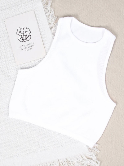 Sport Crop Top Γυναικεία Μόδα Αμάνικο αθλητικό γιλέκο μονόχρωμο Fitness Tank Top χωρίς ραφές Streetwear Base Tees Tops