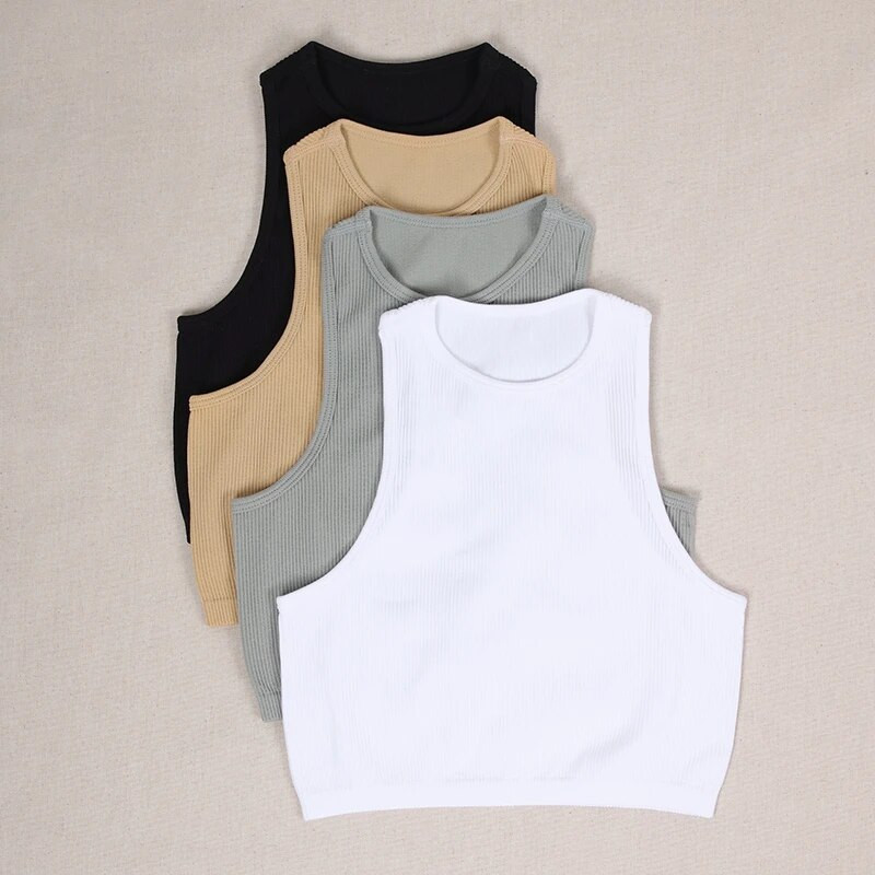 Sport Crop Top Γυναικεία Μόδα Αμάνικο αθλητικό γιλέκο μονόχρωμο Fitness Tank Top χωρίς ραφές Streetwear Base Tees Tops