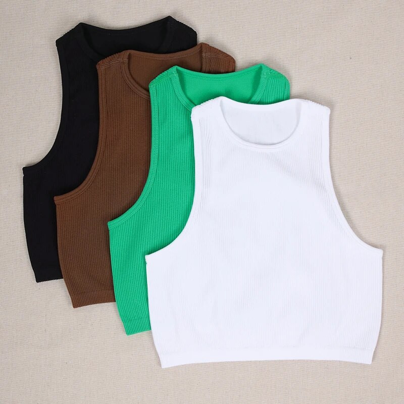 Sport Crop Top Γυναικεία Μόδα Αμάνικο αθλητικό γιλέκο μονόχρωμο Fitness Tank Top χωρίς ραφές Streetwear Base Tees Tops