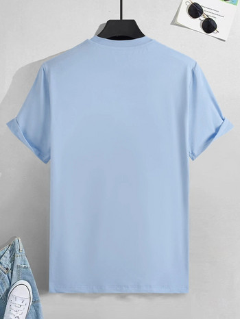 Тениска с любовен принт за мъже, ежедневни модни летни тениски с кръгло деколте и къси ръкави, горнища, обикновени и големи тениски