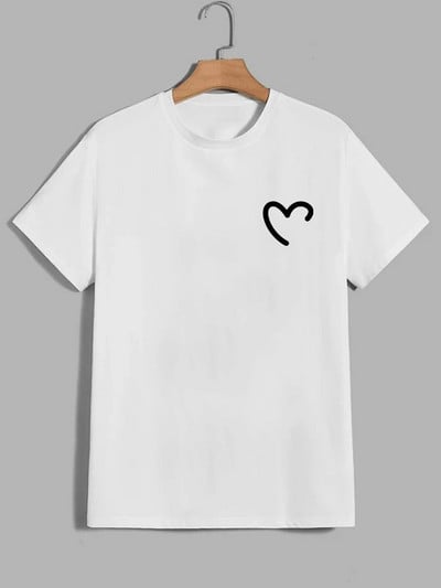 Armastusprinteriga T-särk meeste vabaaja kaelusega lühikeste varrukatega Moodsad suvised T-särgid Topid, tavalised ja ülisuured särgid