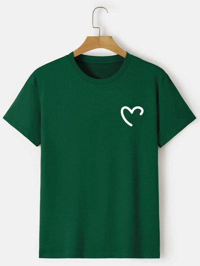 Armastusprinteriga T-särk meeste vabaaja kaelusega lühikeste varrukatega Moodsad suvised T-särgid Topid, tavalised ja ülisuured särgid