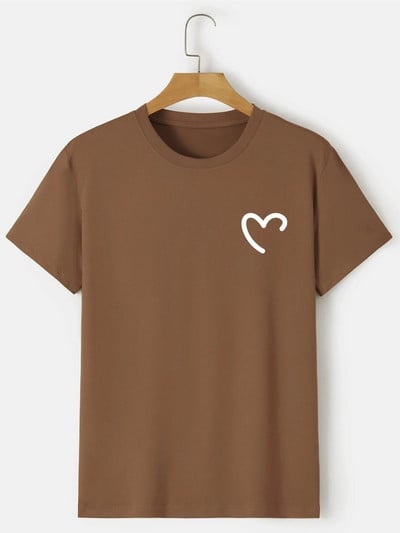 Armastusprinteriga T-särk meeste vabaaja kaelusega lühikeste varrukatega Moodsad suvised T-särgid Topid, tavalised ja ülisuured särgid