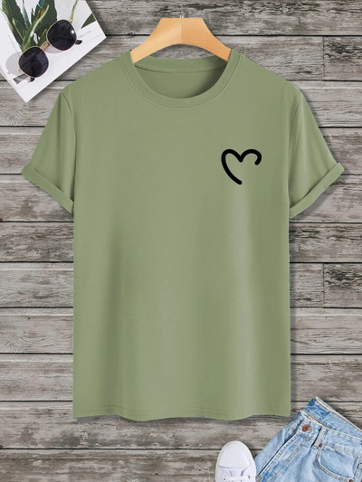 Armastusprinteriga T-särk meeste vabaaja kaelusega lühikeste varrukatega Moodsad suvised T-särgid Topid, tavalised ja ülisuured särgid