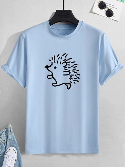 Slatka majica s ježićem, muška ležerna višebojna široka majica kratkih rukava za ljeto