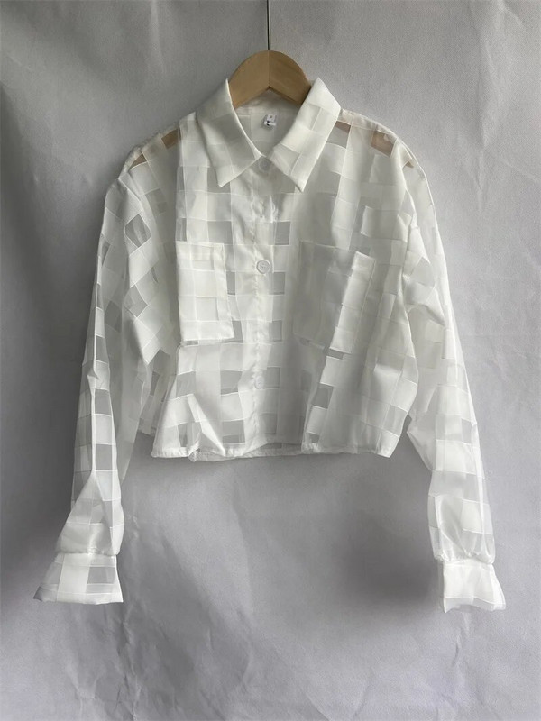 Modne košulje Organza zaštitni kaput Ženska odjeća Ljetne kratke majice 2023 Ropa Mujer Ležerne prozirne seksi Y2k jakne