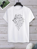 Rövid ujjú, rövid ujjú férfi póló oroszlánmintával