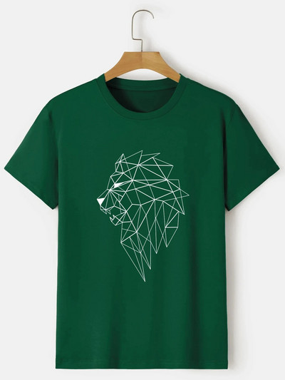 Rövid ujjú, rövid ujjú férfi póló oroszlánmintával