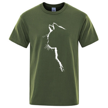 Βαμβακερά μπλουζάκια για άντρες Αστεία εμπριμέ Cool μπλουζάκια με ζώα με γάτα Μεγάλη φαρδιά κοντομάνικη μπλούζα Ανδρικά χιπ χοπ streetwear