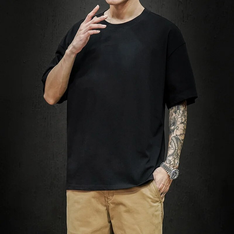 Nova ljetna muška majica kratkih rukava Modna jednobojna muška prevelika hip hop majica kratkih rukava Ležerna pamučna muška ulična majica
