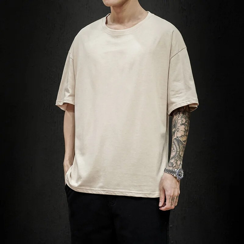 Nova ljetna muška majica kratkih rukava Modna jednobojna muška prevelika hip hop majica kratkih rukava Ležerna pamučna muška ulična majica