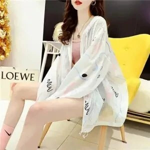 Modni print Ice Silk Odjeća za zaštitu od sunca Ženska ljetna jakna s kapuljačom dugih rukava Šal Anti-UV Divlji prozračni kaput H2250