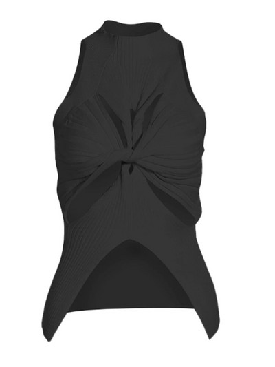 TWOTWINSTYLE Seksi izrezani prsluk za žene s okruglim ovratnikom bez rukava Jednobojni minimalistički prsluci za pletenje Ženski ljetni stil odjeće Novo