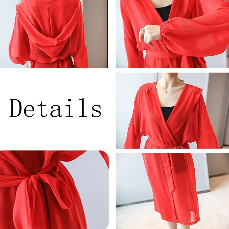 Duge jakne Ženske prozirne S-3XL Minimalistički šik Čiste dnevne Ljetne prozračne Ljetne, šik s kapuljačom Ulzzang široke, za slobodno vrijeme