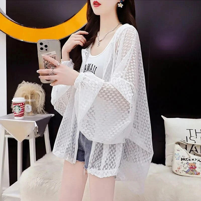 Odjeća za zaštitu od sunca Ženska modna tanka jakna s kapuljačom 2023. Nova ljetna labava ležerna majica sa zaštitom od UV zračenja Ženska majica