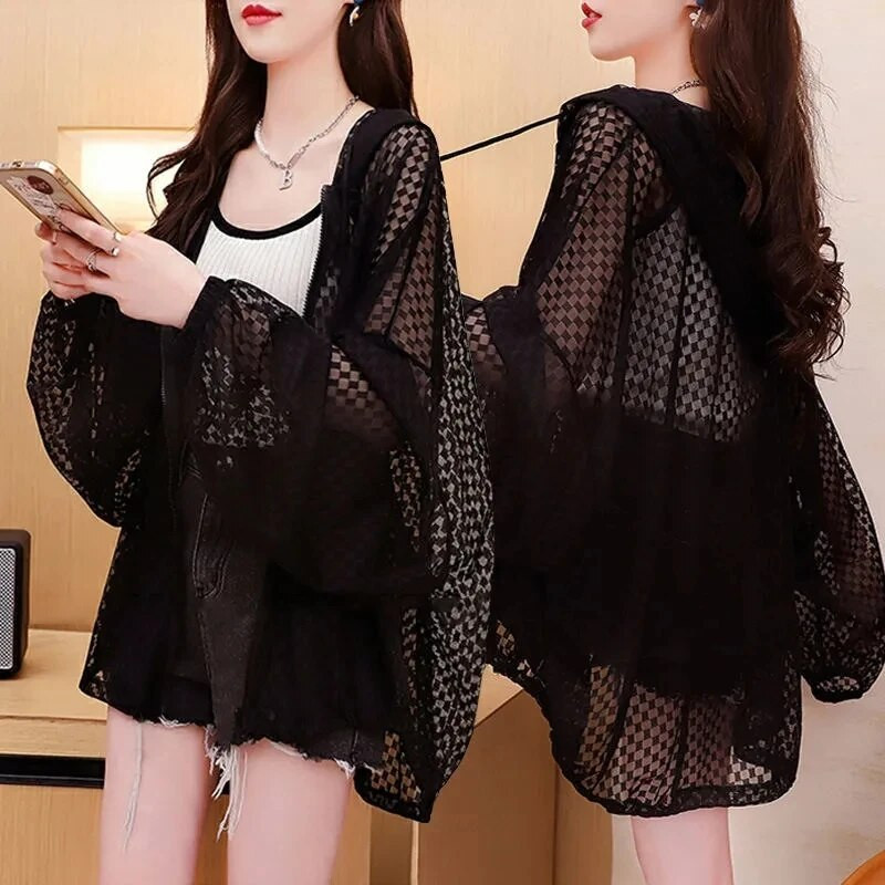 Odjeća za zaštitu od sunca Ženska modna tanka jakna s kapuljačom 2023. Nova ljetna labava ležerna majica sa zaštitom od UV zračenja Ženska majica