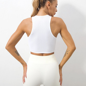 Καλοκαίρι Y2k Μπλούζες για τρέξιμο Γυμναστήριο Γυναικείες μπλούζες Fitness Running Moisture Πλεκτό γιλέκο χωρίς ραφές που αναπνέει