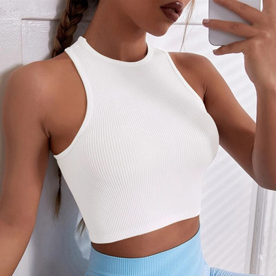 Καλοκαίρι Y2k Μπλούζες για τρέξιμο Γυμναστήριο Γυναικείες μπλούζες Fitness Running Moisture Πλεκτό γιλέκο χωρίς ραφές που αναπνέει