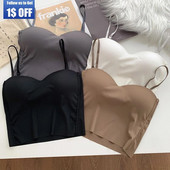Nyári jeges selyem melltartó felsők Szexi spagetti pántos mellény felsők női puha beépített melltartó Ujjatlan camisole fehérnemű Топ Женский
