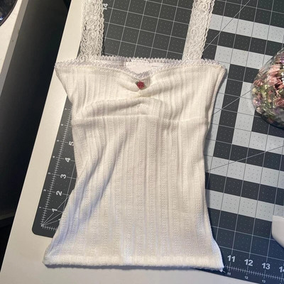 Y2K Vintage Milkmaid kratke majice bez leđa Ženski crni prsluk 2000-ih Retro čipkani ukrasi Split Camis Chic Fairycore Grunge odjeća