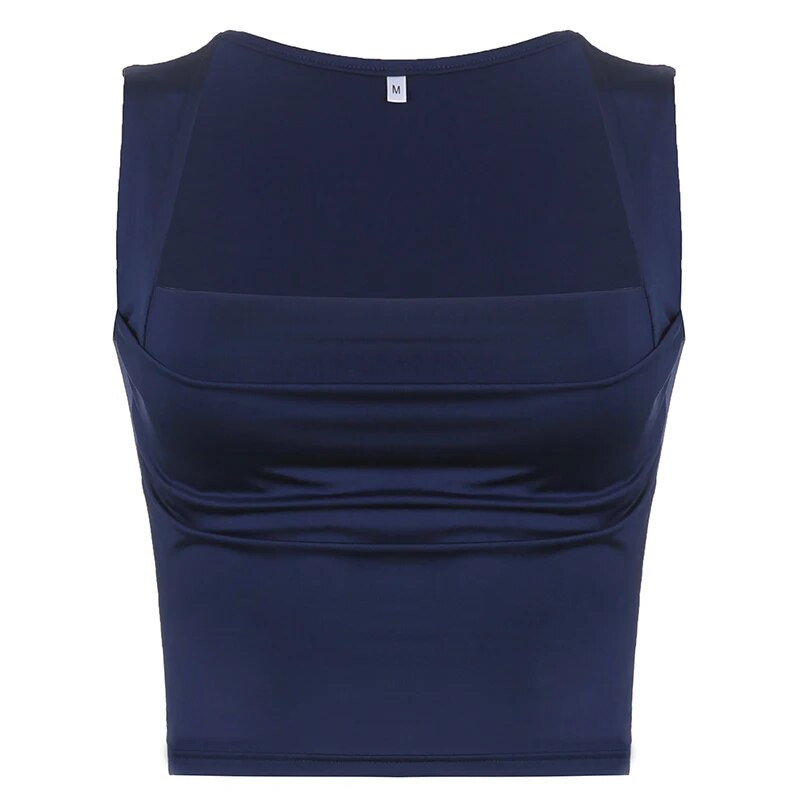 CIBBAR Jednobojna, elegantna skraćena majica s četvrtastim ovratnikom, ženske uske majice bez rukava Basic Casual ženski prsluk Harajuku Y2k Vintage majice