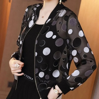 Summer Chiffon Print Jacket Women Long Sleeve Loose Bomber  Lady Tops Female Breathable s Clothes X180