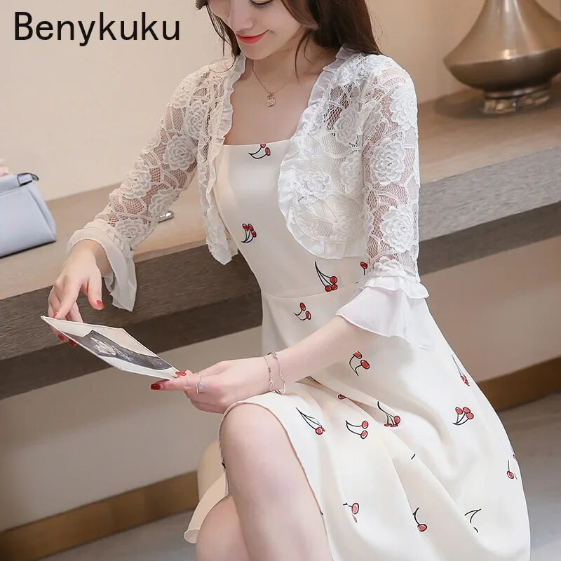 Slatki ružičasti čipkasti bolero sliježe ramenima za svečanu haljinu Ljetna ženska odjeća Širokih rukava Elegantni kardigan Top šalovi Osnovni kaput Jakne