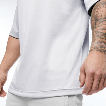 Празна мрежеста фитнес мъжка огромна тениска за открито хип-хоп улично облекло Свободно облекло за фитнес Тениска с половин ръкав Тениска за бодибилдинг
