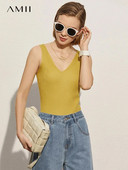 Amii Minimalism Vasaros Nauji Moteriški Kamisole Viršutiniai Biuro Lady Solid V formos kaklo Sexy Slim Vest Girls Tank Streetwear Tops 12321058