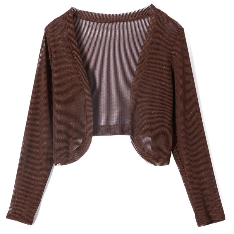 Ženski tanki mrežasti kardigani, ženski ljetni prozirni šal, ženski kratki kaput s dugim rukavima