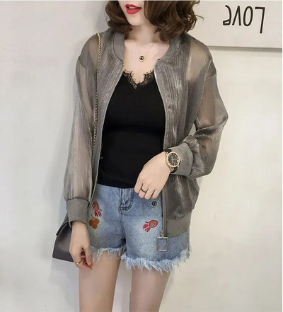 Ženske Jakne od organze Ljetne majice Krema za sunčanje Tanki kaput Kardigan protiv opeklina Proljetna odjeća Ženska košulja od šifona dugih rukava