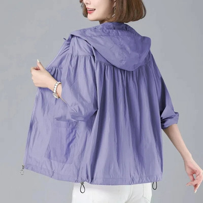 2023. gada jauna vasaras sieviešu jaka, plāns mētelis Bomberjaka ar garām piedurknēm ikdienas saules aizsardzības apģērbs sieviešu vējjakas virsdrēbes