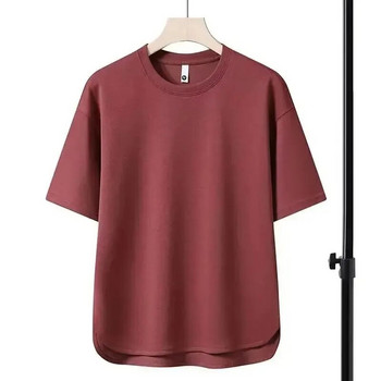 Καλοκαιρινό ανδρικό κοντομάνικο μπλουζάκι Απλό περιστασιακό μισό μανίκι μπλουζάκι καθαρό χρώμα με στρογγυλή λαιμόκοψη Ευέλικτο μοντέρνο μπλουζάκι