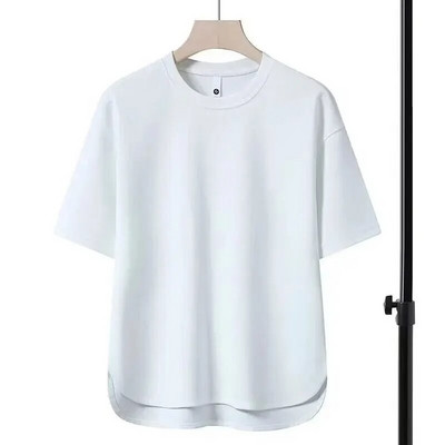 Ljetna muška majica kratkih rukava Jednostavna ležerna majica s do pola rukava čiste boje s okruglim izrezom Svestrana trendi majica kratkih rukava