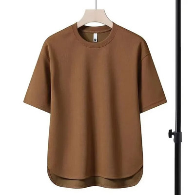 Ljetna muška majica kratkih rukava Jednostavna ležerna majica s do pola rukava čiste boje s okruglim izrezom Svestrana trendi majica kratkih rukava