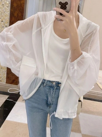 Дамски якета с ръкав тип „прилеп“ Меки модни летни Универсални изчистени, плътни, елегантни, креативни, устойчиви на слънце, дамски корейски стил, ретро