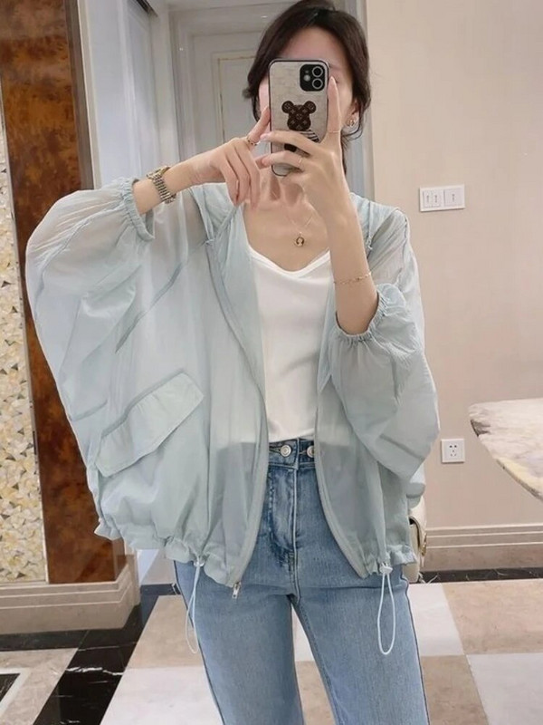 Jakne Ženske rukavima u obliku krila šišmiša Meke modne Ljetne Sveobuhvatne Jednostavne Jednobojne Elegantne Kreativnost Žene otporne na sunce Korejski stil Retro