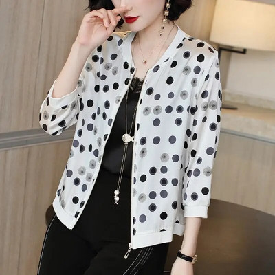 Veličina M-5XL Ženska jakna od šifona s printom Ljetna krema za sunčanje Tanki kaput Kardigan protiv opeklina Bejzbolska uniforma Ženska uniforma dugih rukava