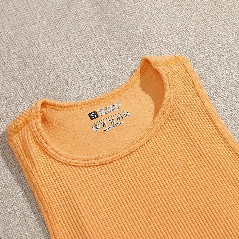 Crop Top Femei Tricouri solide de bază Vestă fără cusături Îmbrăcăminte de stradă Elastică din tricot cu coaste Fără mâneci Casual Tank Topuri Femei