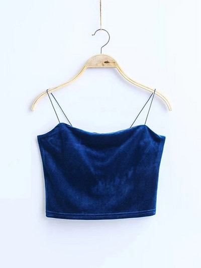 Σέξι λουράκια σπαγγέτι Tank Top Velvet Κοντό Crop Top 7 Χρώματα Sexy Boob Tube Top Bustier Σύντομο φανελάκι T-shirts