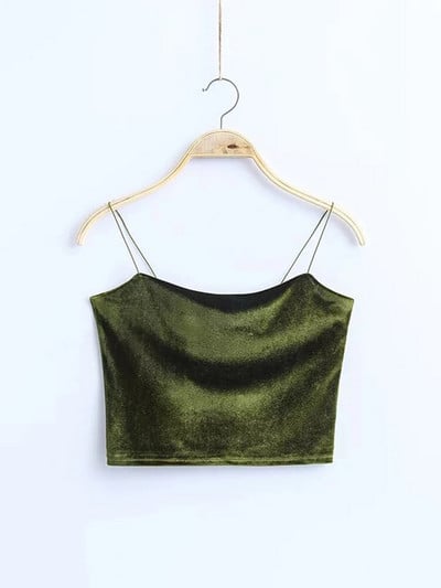 Σέξι λουράκια σπαγγέτι Tank Top Velvet Κοντό Crop Top 7 Χρώματα Sexy Boob Tube Top Bustier Σύντομο φανελάκι T-shirts
