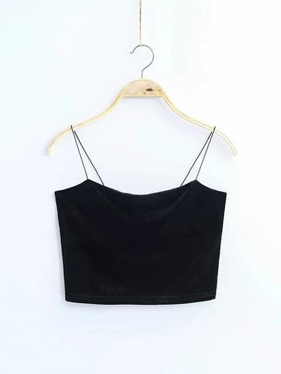 Σέξι λουράκια σπαγγέτι Tank Top Velvet Κοντό Crop Top 7 Χρώματα Sexy Boob Tube Top Bustier Σύντομο φανελάκι T-shirts