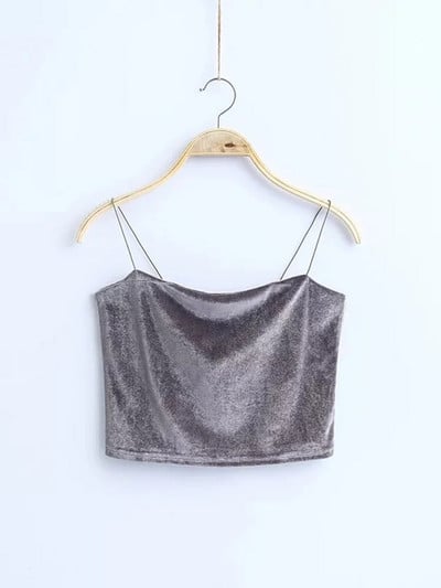 Σέξι λουράκια σπαγγέτι Tank Top Velvet Κοντό Crop Top 7 Χρώματα Sexy Boob Tube Top Bustier Σύντομο φανελάκι T-shirts