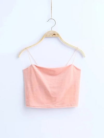Σέξι λουράκια σπαγγέτι Tank Top Velvet Κοντό Crop Top 7 Χρώματα Sexy Boob Tube Top Bustier Σύντομο φανελάκι T-shirts