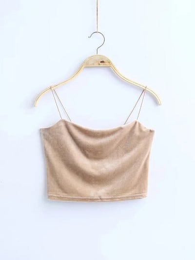 Σέξι λουράκια σπαγγέτι Tank Top Velvet Κοντό Crop Top 7 Χρώματα Sexy Boob Tube Top Bustier Σύντομο φανελάκι T-shirts