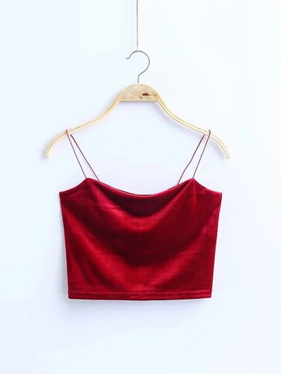 Σέξι λουράκια σπαγγέτι Tank Top Velvet Κοντό Crop Top 7 Χρώματα Sexy Boob Tube Top Bustier Σύντομο φανελάκι T-shirts