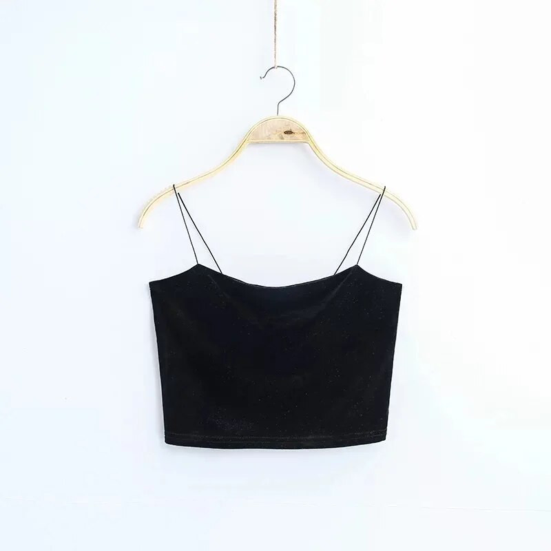 Σέξι λουράκια σπαγγέτι Tank Top Velvet Κοντό Crop Top 7 Χρώματα Sexy Boob Tube Top Bustier Σύντομο φανελάκι T-shirts
