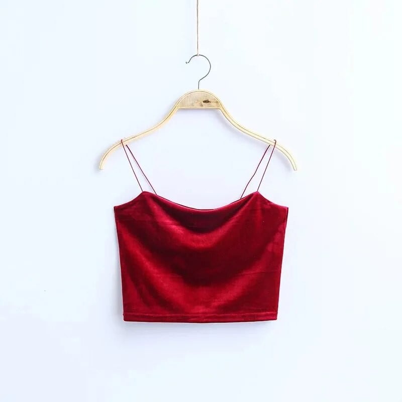 Σέξι λουράκια σπαγγέτι Tank Top Velvet Κοντό Crop Top 7 Χρώματα Sexy Boob Tube Top Bustier Σύντομο φανελάκι T-shirts