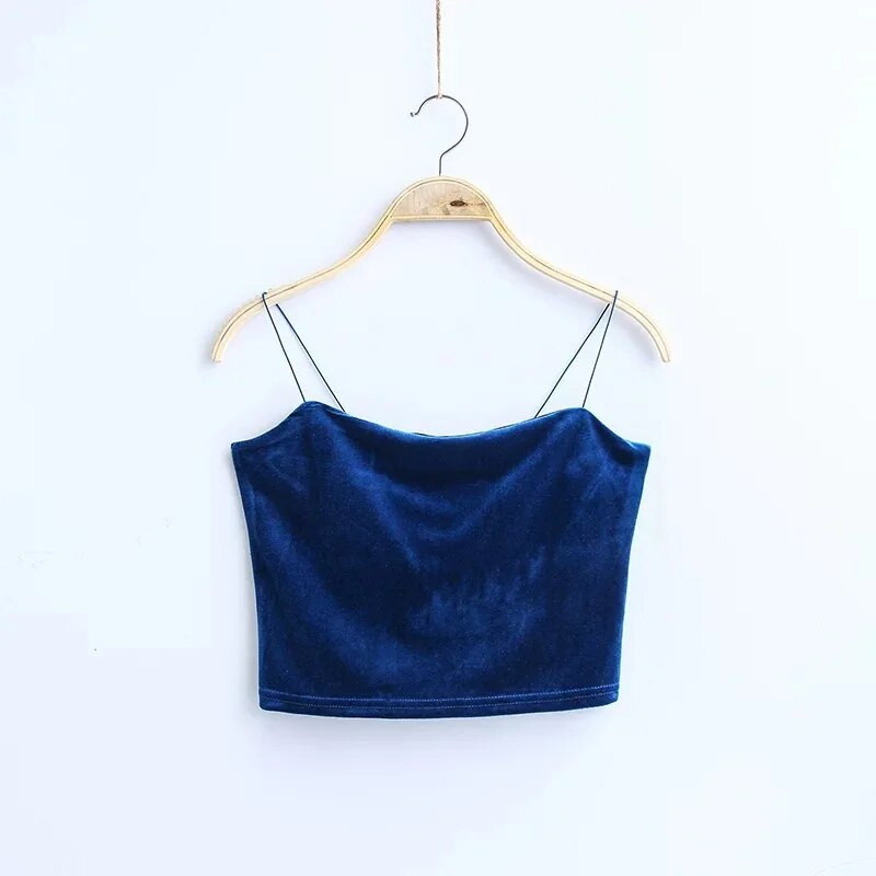 Σέξι λουράκια σπαγγέτι Tank Top Velvet Κοντό Crop Top 7 Χρώματα Sexy Boob Tube Top Bustier Σύντομο φανελάκι T-shirts