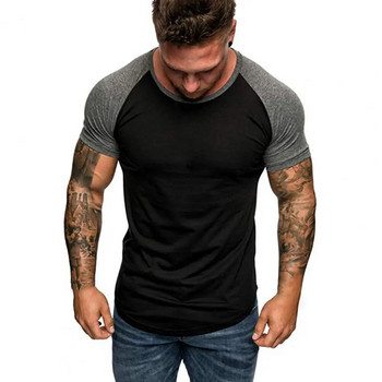 Ανδρικό μπλουζάκι χρώματος αντίθεσης για άντρες Κοντομάνικο μπλουζάκι με στρογγυλή λαιμόκοψη καλοκαιρινό ανδρικό μπλουζάκι με λεπτή εφαρμογή O λαιμό πουλόβερ Tees футболка мужская